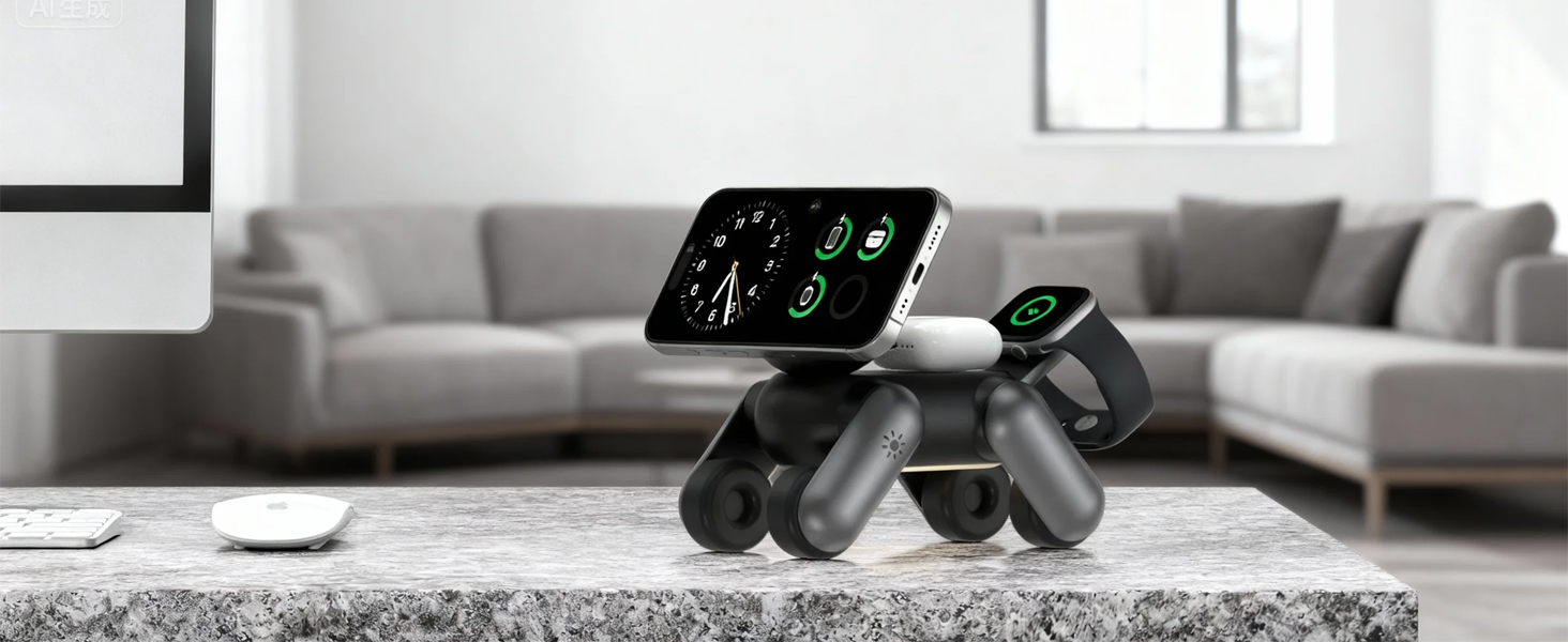 Purppy-shaped 3ln 1 Wireless Charger